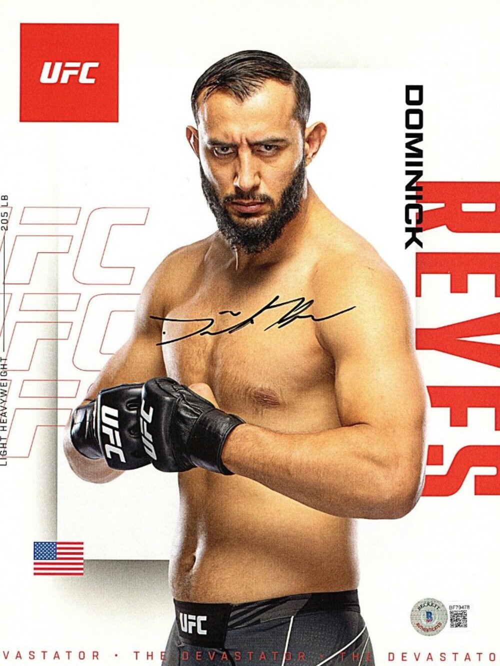 Dominick Reyes Signed UFC 8.5x11 Photo Beckett BAS COA Autograph